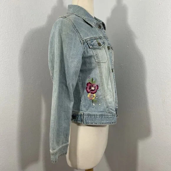 Childrens Place Jean Jacket Womens 14 Fairy Embroidered Denim BohoY2K - Picture 4 of 8